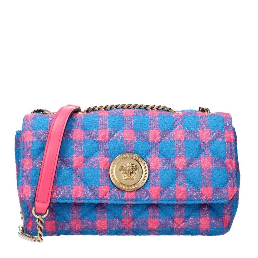 Versace La Medusa east west tweed leather crossbody bag NEW